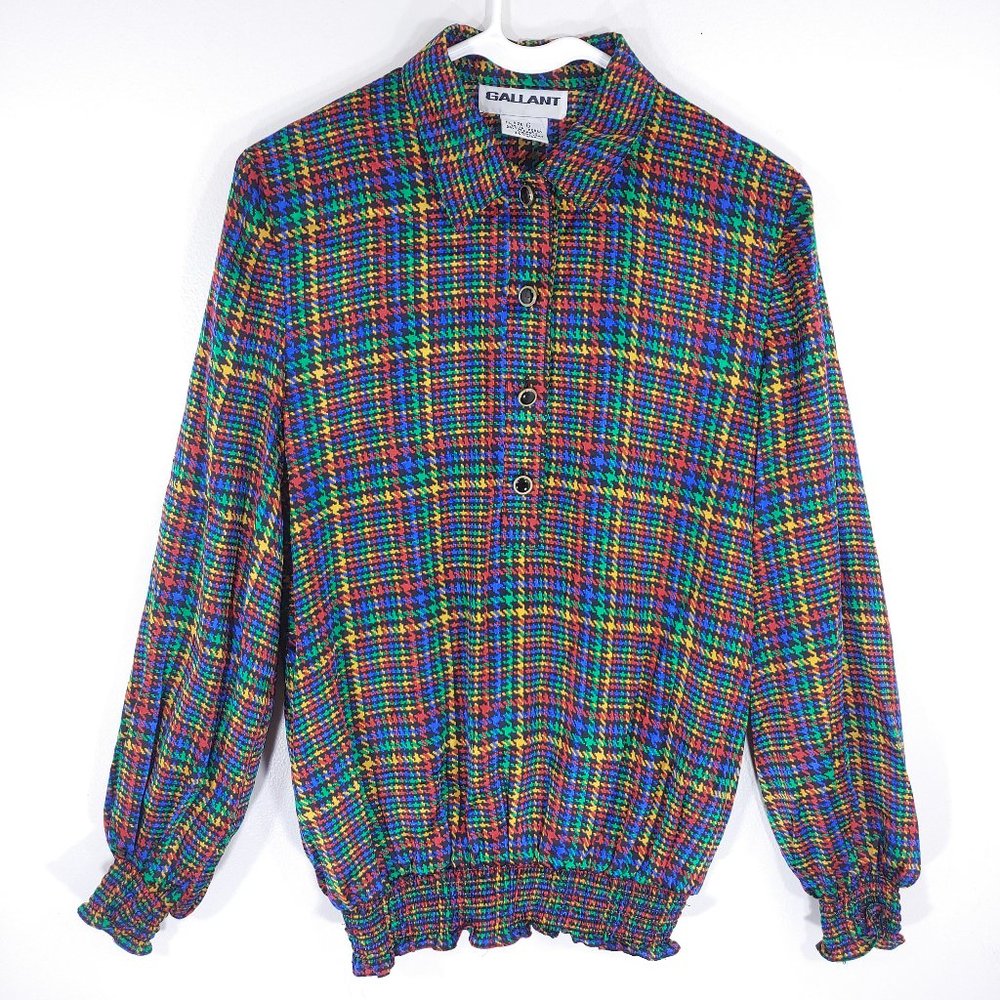 Gallant 100% Silk Vibrant Rainbow Patterned Blouse